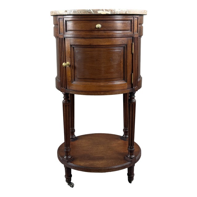 19th Century Louis XVI Half-Moon Side Table in Mahogany and Marble, 1920s For Sale