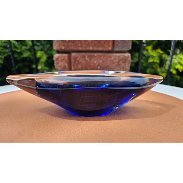 Glass Cobalt Boat Plate by František Špinar for Skrdlovice, 1970s For Sale - Image 6 of 6