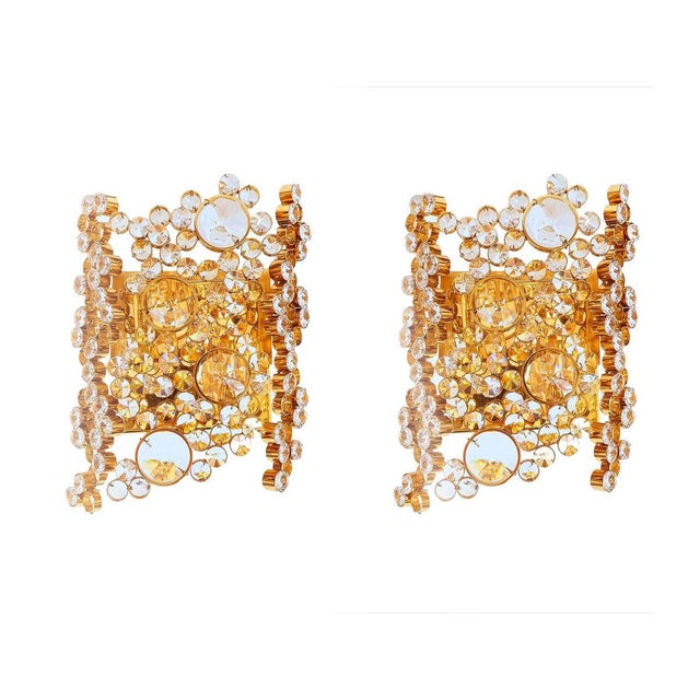 Bubble Wall Sconces in Swarovski Crystal and Gilt Brass from Palwa, 1970s, Germany, Set of 2 For Sale - Image 4 of 8