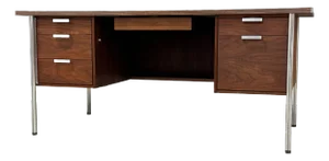 1960s Walnut and Formica Mid Century Desk
