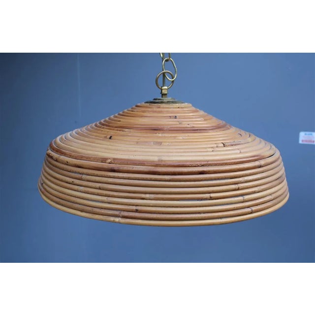 1950s Italian Round Bamboo Chandelier, 1950s For Sale - Image 5 of 10