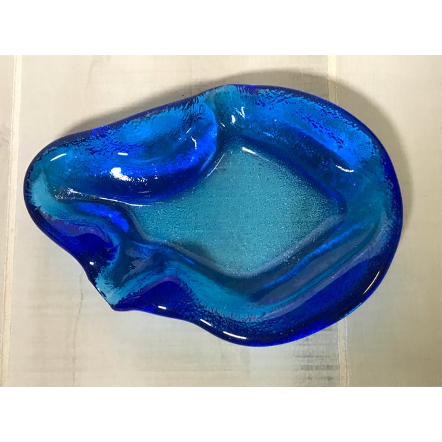 1960s Vintage Cobalt Blue Glass Ashtray Chairish