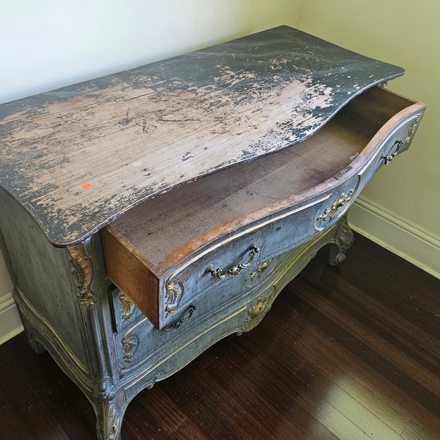 19thC Painted French Three Drawer Chest of Drawers W Fichet a Paris Locks For Sale - Image 10 of 12