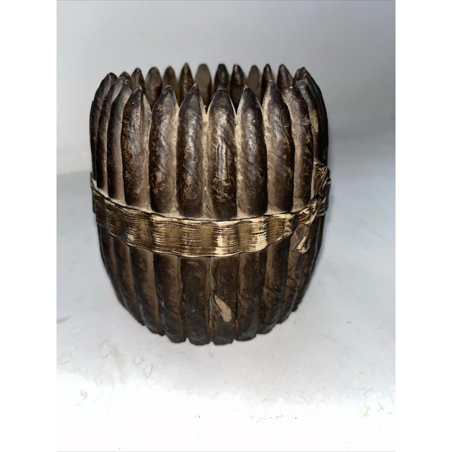 Rustic European Antique Villeroy & Boch Mettlach Trompe L’Oeil Cigar Spill Vase, C. 1844–1860 For Sale - Image 3 of 9
