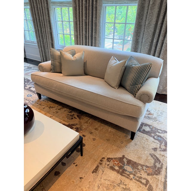 Oyster Gray George Smith Standard Arm Signature Sofa in Holland & Sherry Wool Bouclé--Two Available For Sale - Image 8 of 13