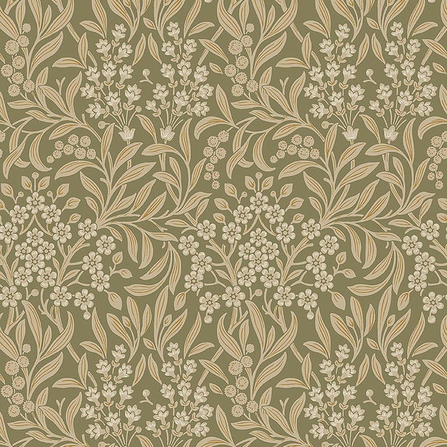 Sample - Boråstapeter Kryddhyllan Wallpaper in Leaf For Sale
