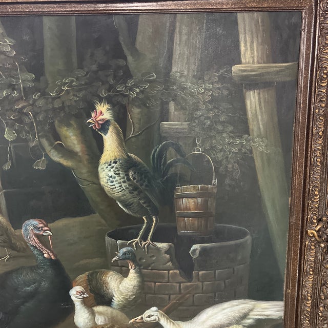 Oil on Canvas Beginning of 20th Century Flemish School Framed Bird World For Sale - Image 4 of 11