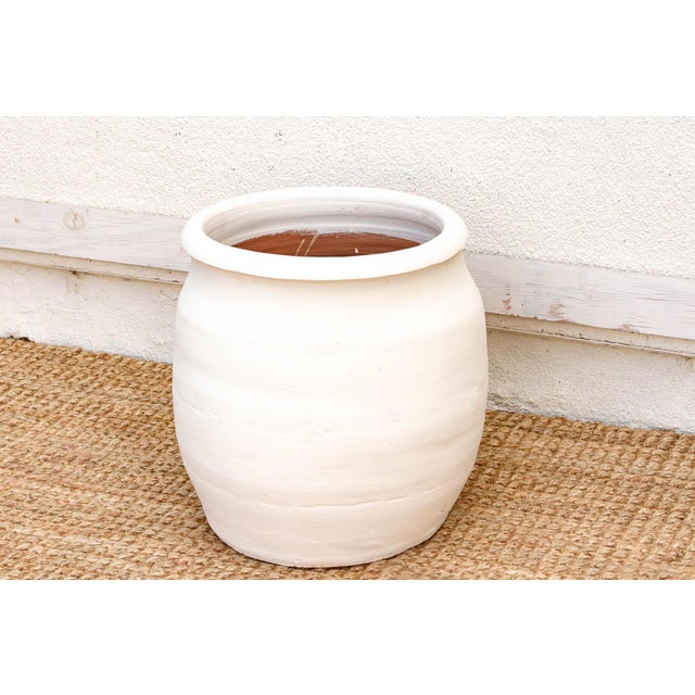 Mediterranean Rounded Paros White Mediterranean Terracotta Pot For Sale - Image 3 of 6