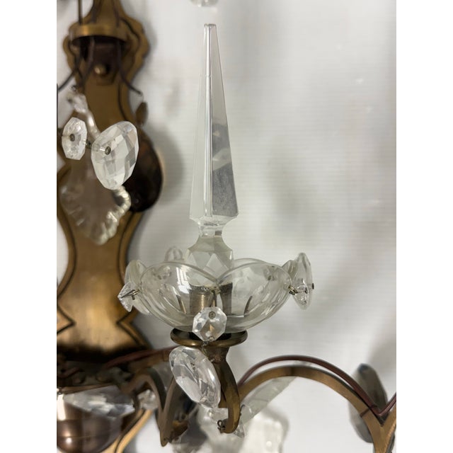 Hollywood Regency Crystal Prism Five Light Wall Sconce, Vintage For Sale - Image 9 of 12
