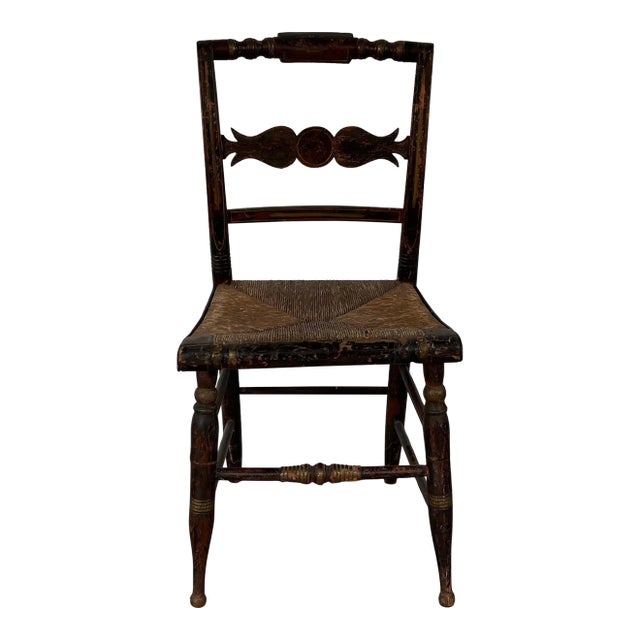 Antique Early 19th Century American Federal Classical Grain Painted Side Chair For Sale