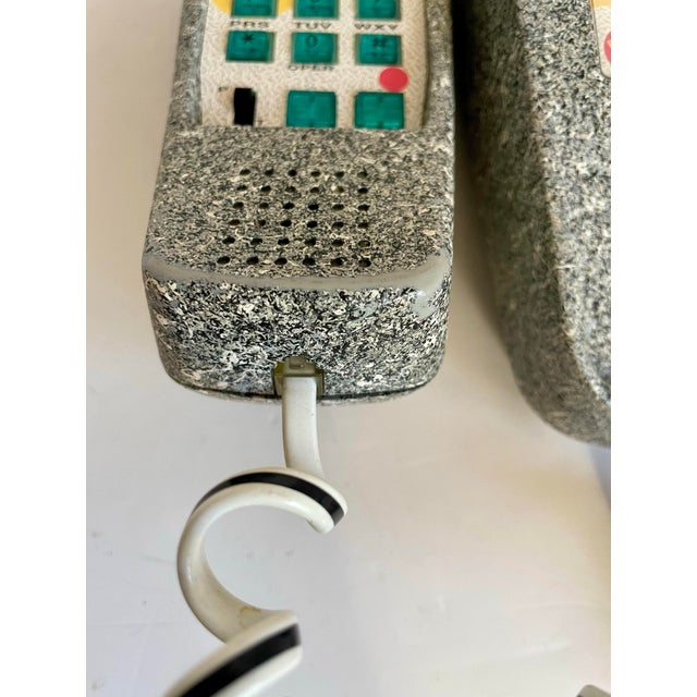 Gray 1980s Postmodern Memphis Rock Phone 2 Faux Granite Desk Telephone For Sale - Image 8 of 12