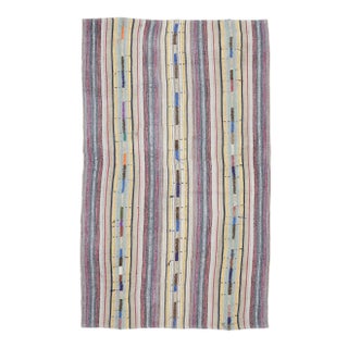 Vintage Turkish Oushak Handmade Wool Cotton Beige Kilim Area Rug For Sale