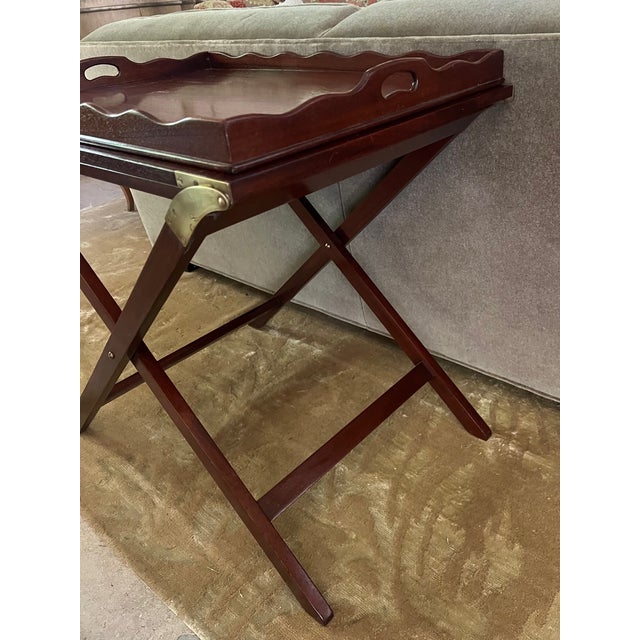Brown Mid Century "Party Butler" Expandable Tray Table by Baker Furniture For Sale - Image 8 of 11