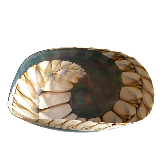 Fornace Ferro Murano Style Art Glass Bowl in the Shape of a Sea Shell For Sale - Image 4 of 18