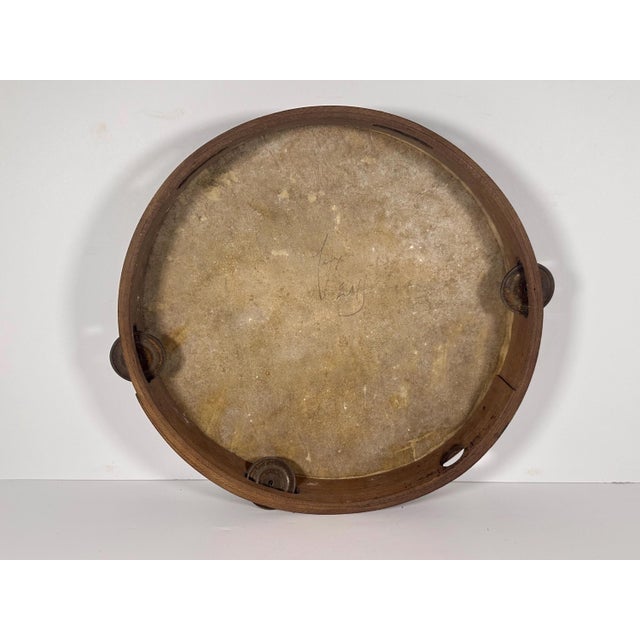 Antique Folk Art Hand Painted Scenic Tambourine For Sale - Image 4 of 10