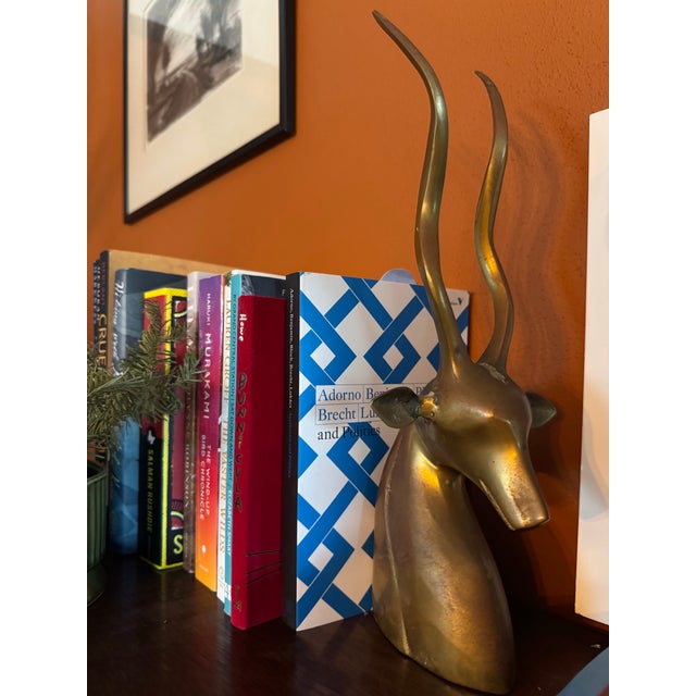 Metal Mid-Century Brass Antelope Gazelle Head Figurine For Sale - Image 7 of 9