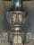 Ebony Late 20th Century Hollywood Regency Neoclassical Pedestal Accent Table With Gilt Marquetry & Glass Top For Sale - Image 8 of 11