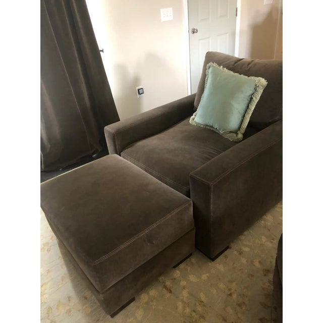Restoration Hardware 2 Maxwell Ottomans Vintage Velvet Color: Cafe Classic/Lux Ottoman: 28" W x 24"m D x 20' H each.