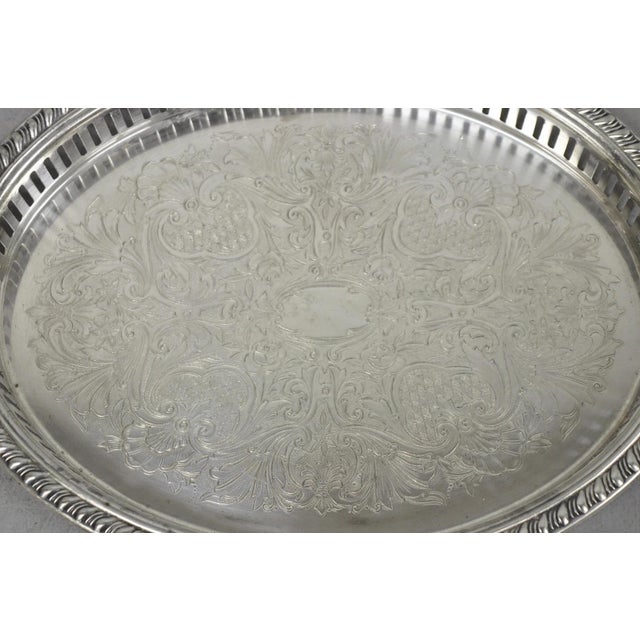 Mid 20th Century Vintage Eales Silver Plated Small Raised Gallery Oval Trinket Dish Bar Tray For Sale - Image 5 of 14