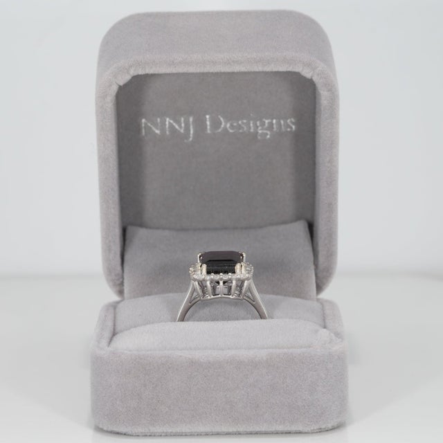 6.3Ct Bi-Color Tourmaline Ring With Natural Diamond Accents in Solid 14k Gold, Size 6.75 For Sale - Image 4 of 9