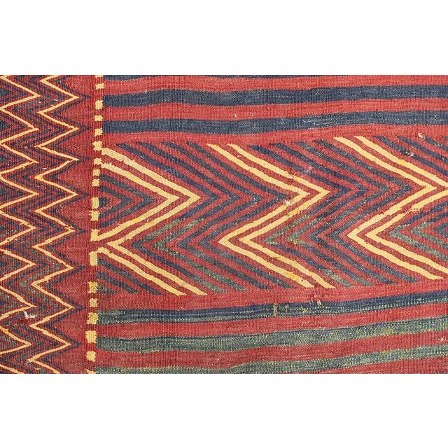 Vintage Tribal Kilim | Uzbek Kilim | Wool Handwoven Rug 7'x13' For Sale In Los Angeles - Image 6 of 8