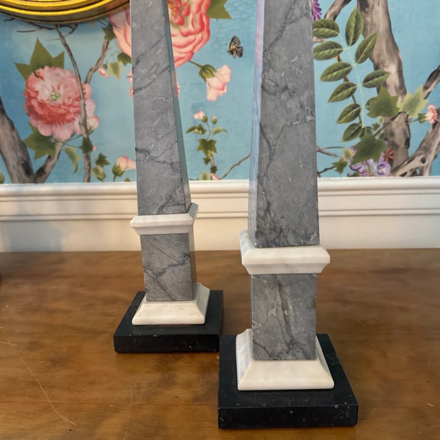 20th Century Gray Marble Obelisks - a Pair For Sale - Image 10 of 12