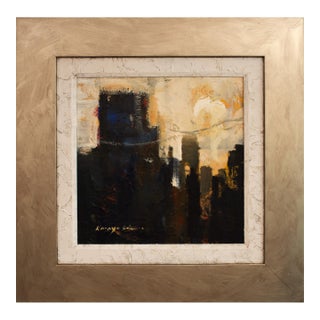 Mid Sized Framed Square Abstract Landscape on Canvas. For Sale