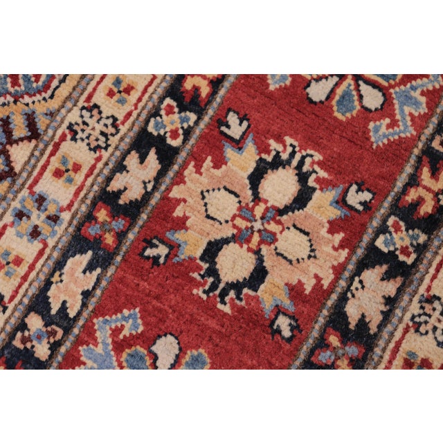 Rustic Kazak Light Blue/Red Wool Rug - 8'1''x9'7'' For Sale In New York - Image 6 of 10