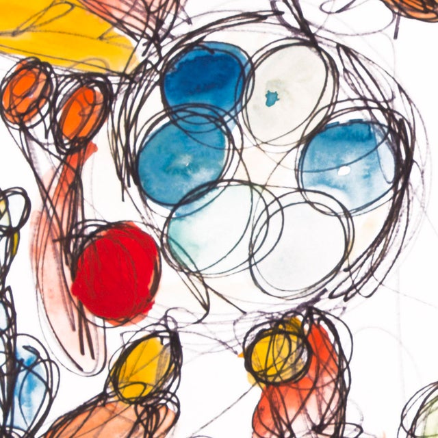 Rooster With Wings — Playful Abstract Expressionist Composition, Oil Markers & Acrylics on Paper, 18 × 24 In For Sale - Image 4 of 7