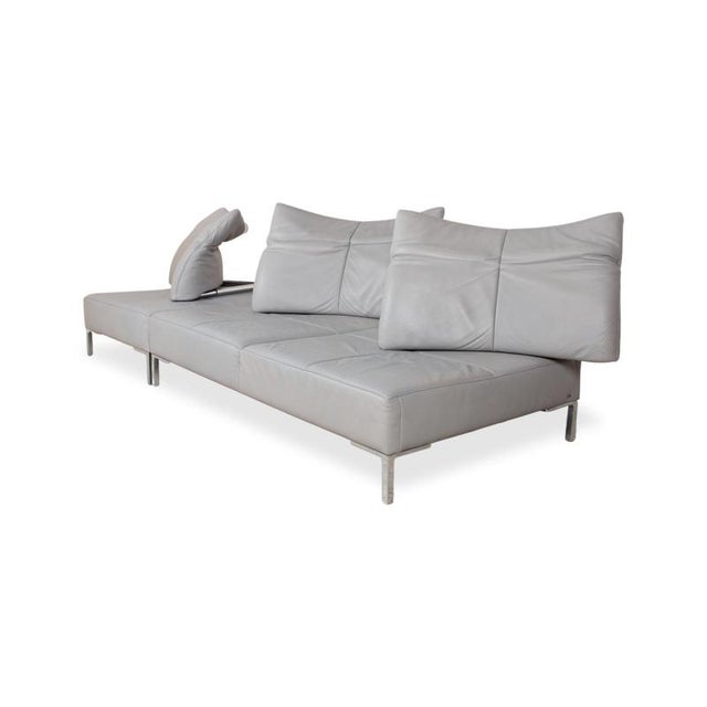 DS-112 3-Seater Sofa and Ottomans in Grey Leather from de Sede, Set of 3 For Sale - Image 11 of 18