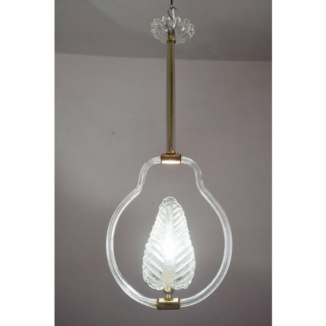 1940s Lovely Transparent Art Decò Barovier E Toso Pendant Light Murano Glass, 1940s For Sale - Image 5 of 14