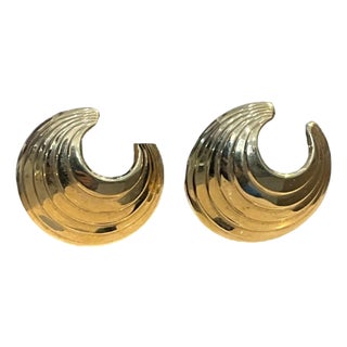 Vintage Large Croissant Tiered Earrings For Sale
