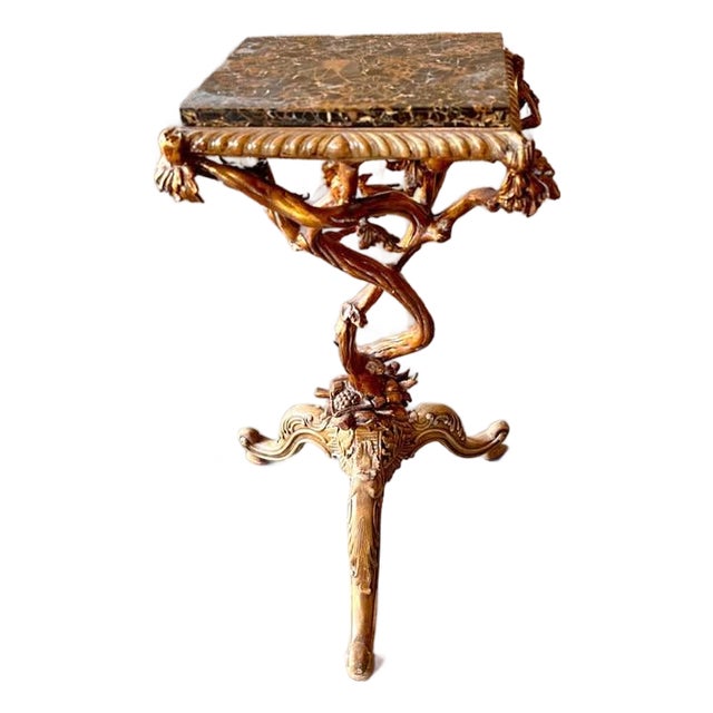 Italian Grotto-Style Branch and Bird Figural Pedestal Side Table by Maitland-Smith - Fd For Sale