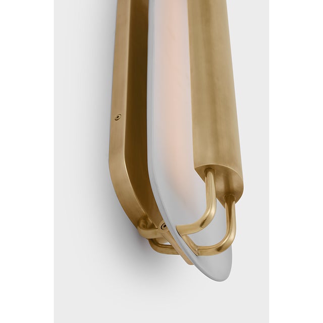 Modern Kelly Wearstler for Visual Comfort Signature Teline 24" Oval Sconce in Antique-Burnished Brass and Matte White For Sale - Image 3 of 8