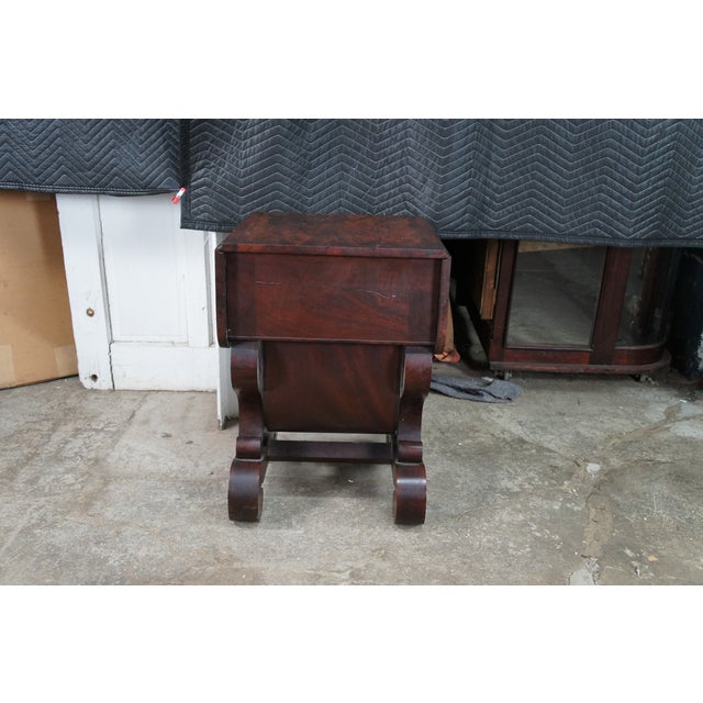 Antique American Empire Crotch Mahogany Drop Leaf Sewing Work Side Table Cabinet For Sale - Image 14 of 14
