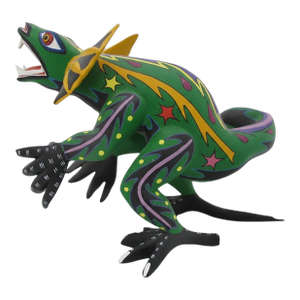 Large Oaxacan Alebrije Iguna Wood Carving Mexico Folk Art Figure Sculpture