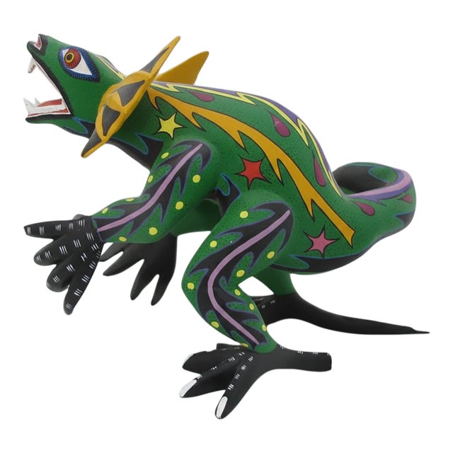 Oaxacan Alebrije Lizard Wood Carving Mexico Folk Art Figure Sculpture For Sale