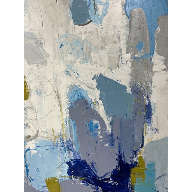 Blue Contemporary Abstract Original Oil Painting For Sale - Image 8 of 12