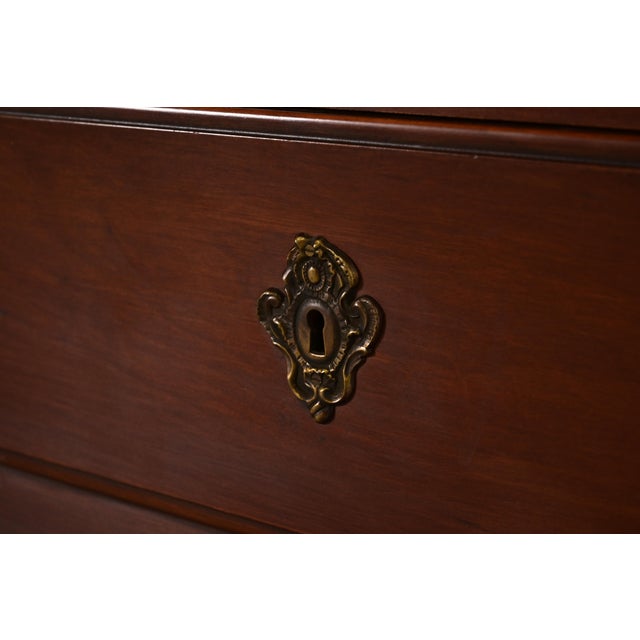 Brown John Widdicomb Style French Provincial Louis XV Carved Cherry Wood Commode or Chest of Drawers, Circa 1940s For Sale - Image 8 of 13