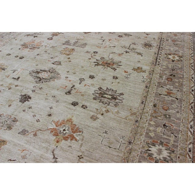 Early 21st Century Keivan Woven Arts Large Angora Turkish Oushak Rug With Floral Motifs in Neutral Tones For Sale - Image 5 of 11