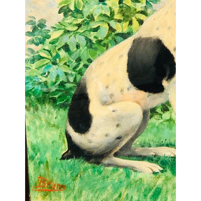 Glass Late 19th Century Victorian Portrait of a Seated Jack Russell in Landscape, Signed Bruns For Sale - Image 7 of 10