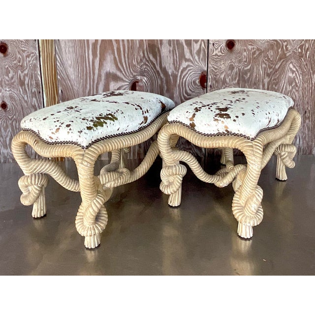 Vintage Regency Rope and Knot Stools - a Pair | Chairish