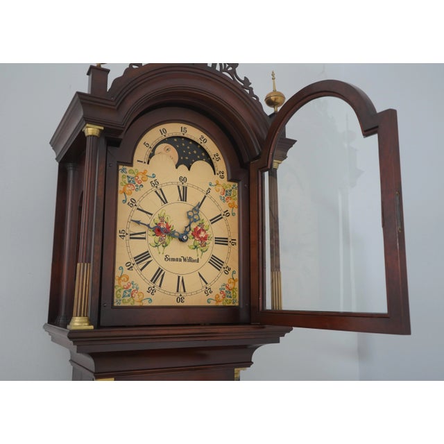 Colonial Simon Willard Federal Inlaid Mahogany Grandfather Clock For Sale - Image 4 of 18