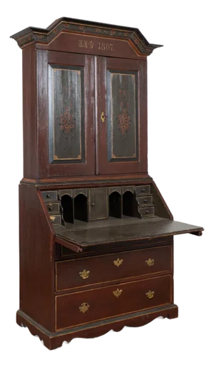 19th Century Original Painted Swedish Secretary Dated 1807