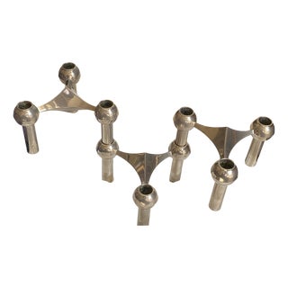 Vintage S22 Candlesticks and Adjustable Candles from NAGEL, 1970, Set of 12 For Sale