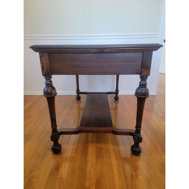 Early 20th Century American Colonial Revival Walnut Writing Desk With Turned Legs For Sale In Philadelphia - Image 6 of 15
