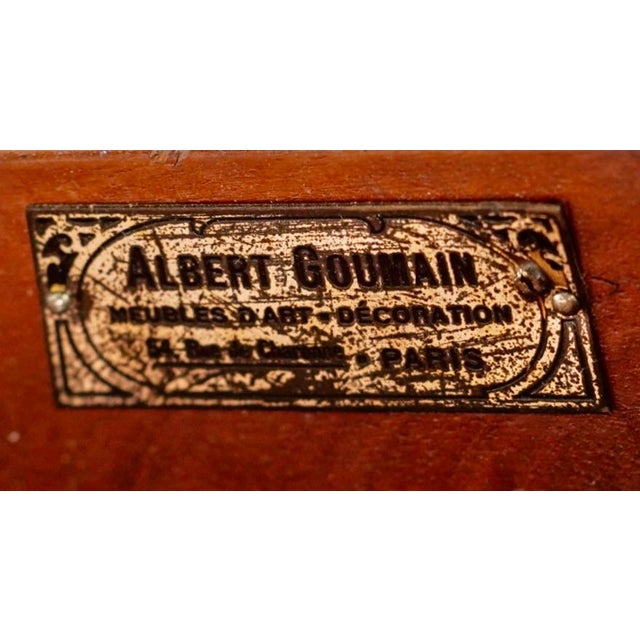 Green Mid 20th Century Albert Goumain Paris Louis XVI Marble Top Writing Table With Gilt Bronze Gallery For Sale - Image 8 of 8