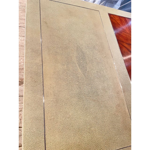 Writing Desk in Faux Shagreen With Walnut Writing Surface. For Sale - Image 11 of 17