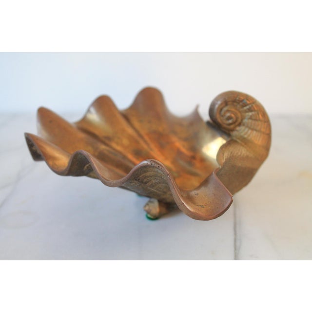 Vintage Footed Brass Shell Catchall or Soap Dish For Sale - Image 9 of 12