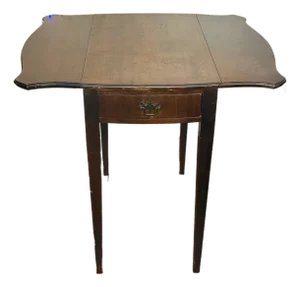 Vintage Brown Wood Versatile Drop Leaf 1 Drawer End Table